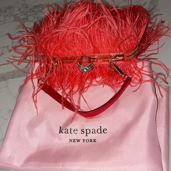 Ostrich Feather Clutch Purse Pink Coral Bag Evening Purse Wedding Dust Bag - Picture 15 of 15